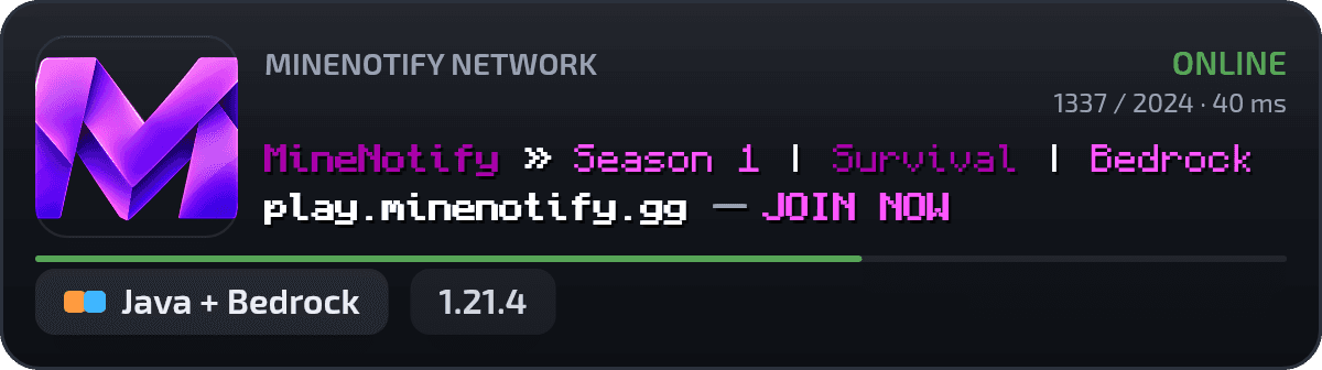 Example MineNotify status card